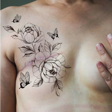 Load image into Gallery viewer, Floral &amp; Butterflies- Scar Coverage- Grey wash

